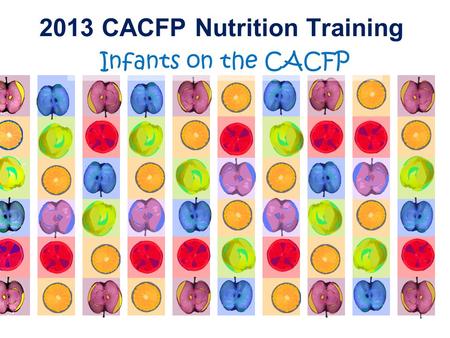 2013 CACFP Nutrition Training Infants on the CACFP 1.