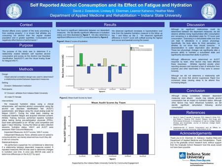 Self Reported Alcohol Consumption and its Effect on Fatigue and Hydration David J. Dziedzicki, Lindsey E. Eberman, Leamor Kahanov, Heather Mata Department.