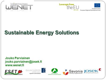 Sustainable Energy Solutions Jouko Parviainen
