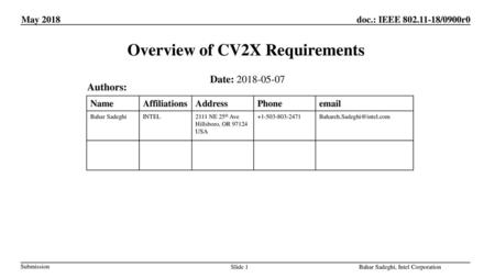 Overview of CV2X Requirements