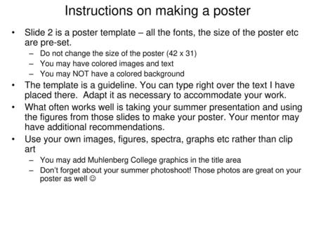 Instructions on making a poster