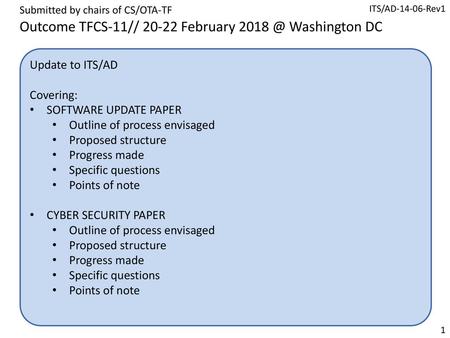 Outcome TFCS-11// February Washington DC