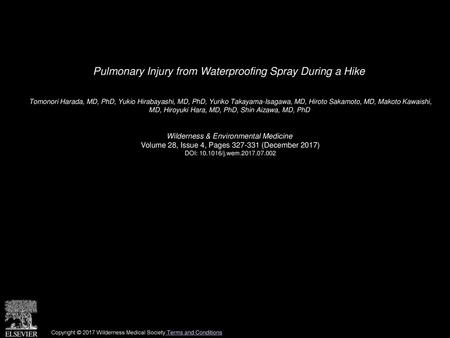 Pulmonary Injury from Waterproofing Spray During a Hike