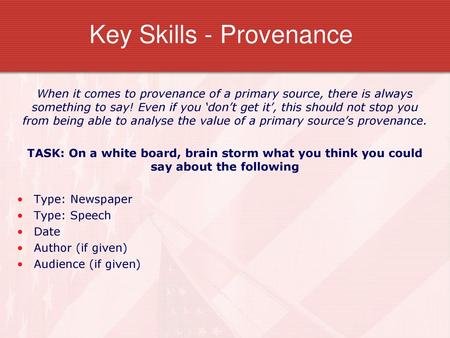 Key Skills - Provenance