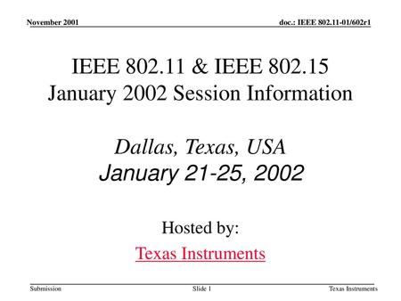 doc.: IEEE /xxx Hosted by: Texas Instruments