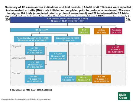 Summary of TB cases across indications and trial periods