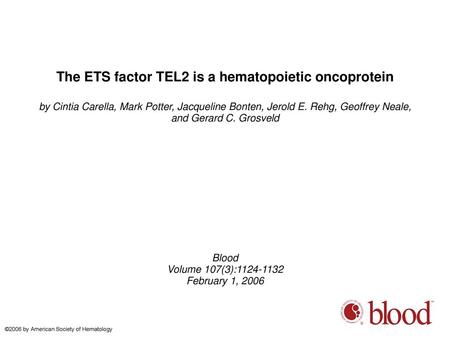 The ETS factor TEL2 is a hematopoietic oncoprotein