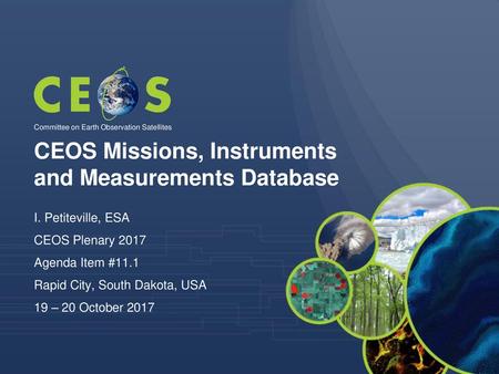 CEOS Missions, Instruments and Measurements Database