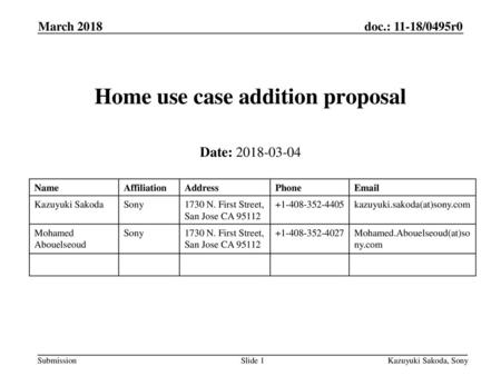 Home use case addition proposal