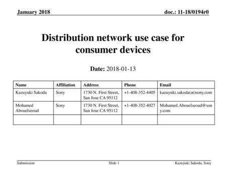 Distribution network use case for consumer devices