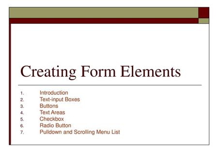 Creating Form Elements