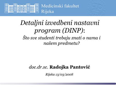 Detaljni izvedbeni nastavni program (DINP):