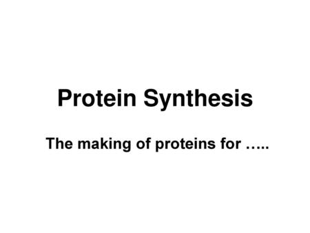 The making of proteins for …..
