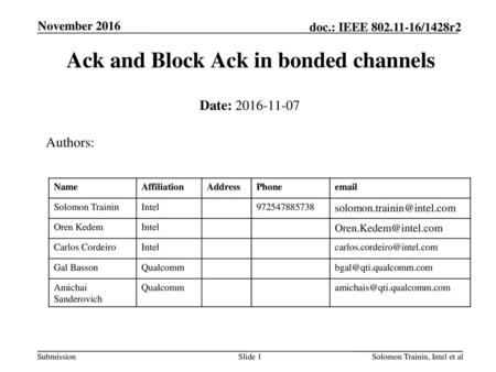 Ack and Block Ack in bonded channels