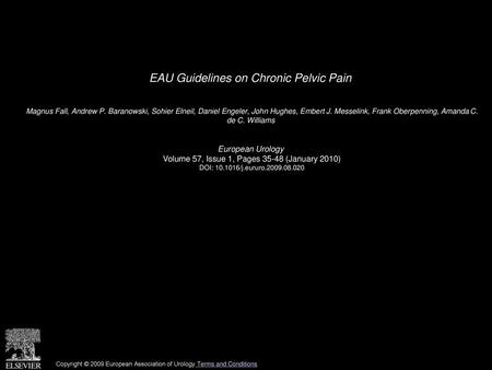 EAU Guidelines on Chronic Pelvic Pain