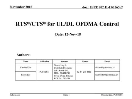 RTS*/CTS* for UL/DL OFDMA Control