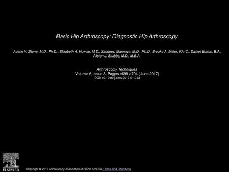 Basic Hip Arthroscopy: Diagnostic Hip Arthroscopy