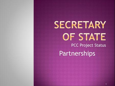 PCC Project Status Partnerships