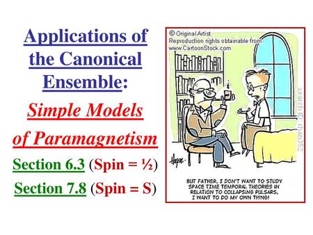 Applications of the Canonical Ensemble: