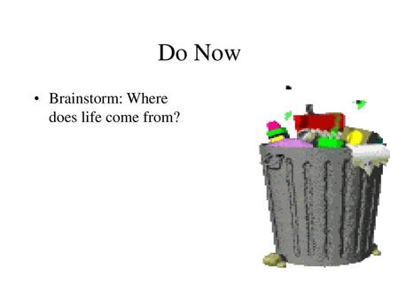 Do Now Brainstorm: Where does life come from?.