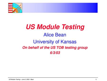 On behalf of the US TOB testing group