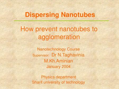 How prevent nanotubes to agglomeration