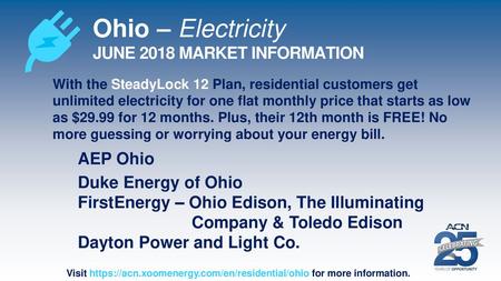 Ohio – Electricity JUNE 2018 MARKET INFORMATION AEP Ohio