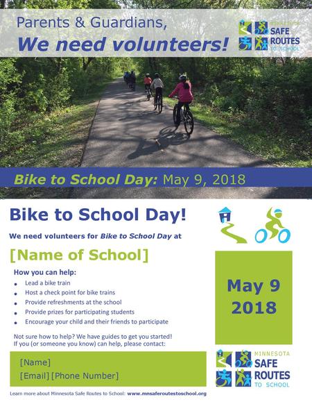 Bike to School Day! We need volunteers! May