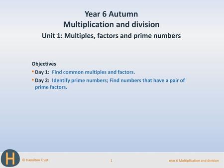 Year 6 Autumn Multiplication and division
