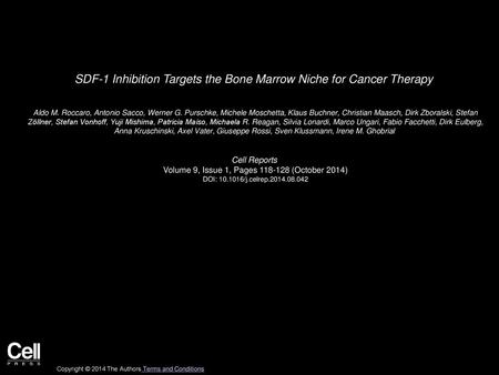 SDF-1 Inhibition Targets the Bone Marrow Niche for Cancer Therapy
