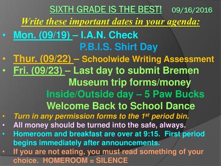 sixth grade is the best! 09/16/2016