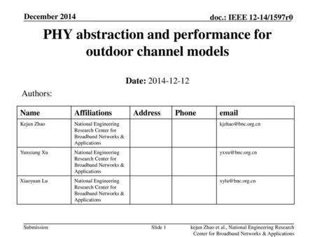 PHY abstraction and performance for outdoor channel models