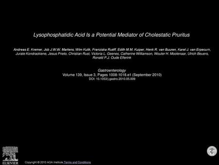 Lysophosphatidic Acid Is a Potential Mediator of Cholestatic Pruritus