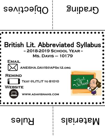 British Lit. Abbreviated Syllabus