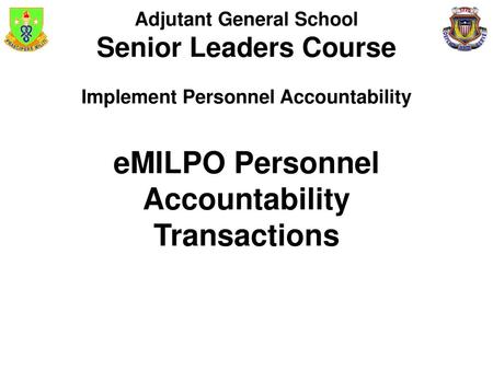 eMILPO Personnel Accountability Transactions