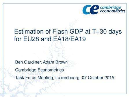 Estimation of Flash GDP at T+30 days for EU28 and EA18/EA19