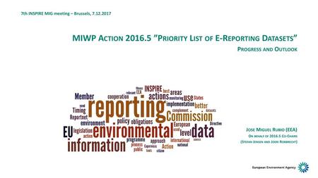 MIWP Action ”Priority List of E-Reporting Datasets”
