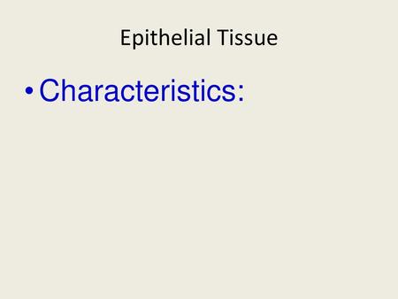 Epithelial Tissue Characteristics:.