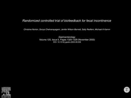 Randomized controlled trial of biofeedback for fecal incontinence