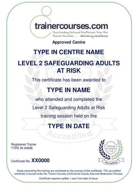LEVEL 2 SAFEGUARDING ADULTS AT RISK