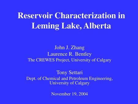 Reservoir Characterization in Leming Lake, Alberta