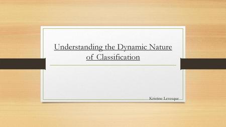 Understanding the Dynamic Nature of Classification
