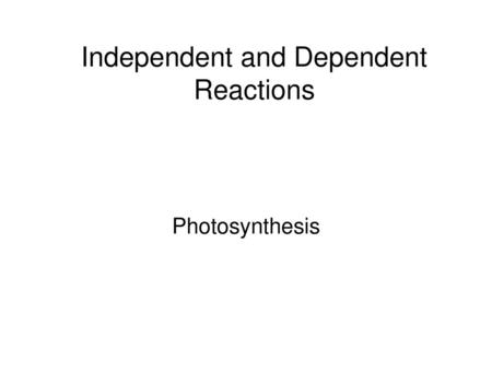Independent and Dependent Reactions