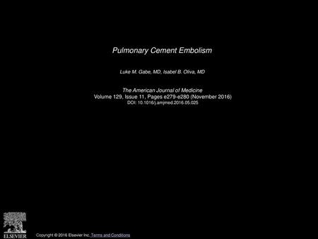 Pulmonary Cement Embolism
