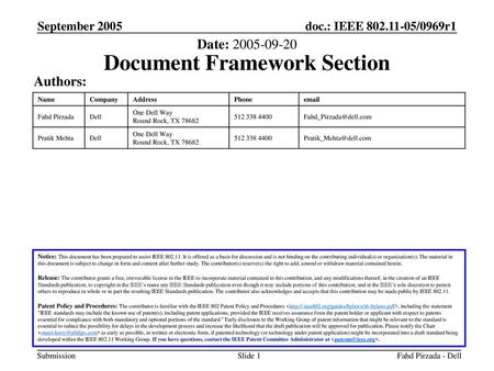 Document Framework Section