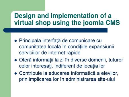Design and implementation of a virtual shop using the joomla CMS
