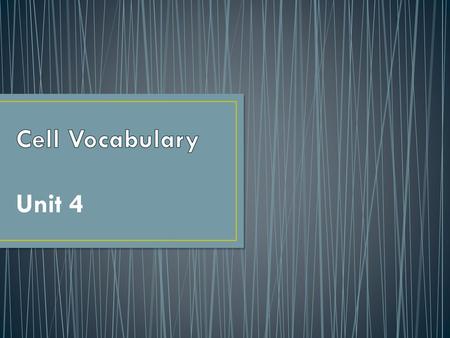 Cell Vocabulary Unit 4.