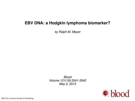 EBV DNA: a Hodgkin lymphoma biomarker?