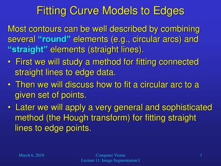 Fitting Curve Models to Edges