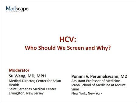 HCV: Who Should We Screen and Why?